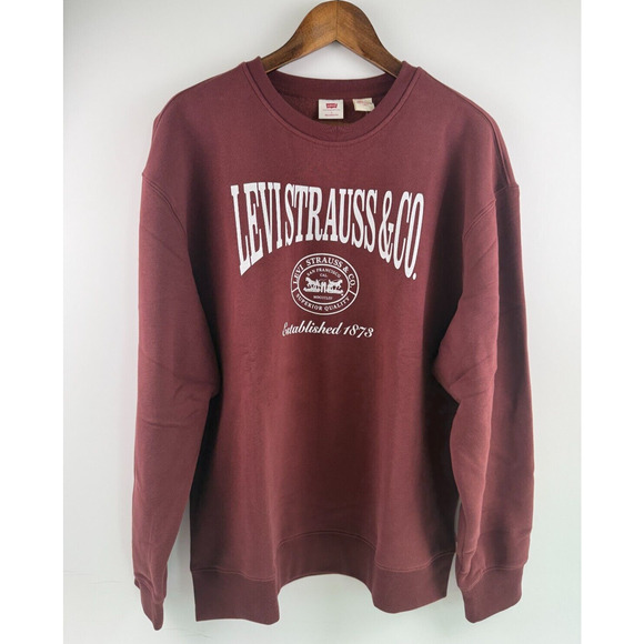 Levi's Relaxed Fit Graphic Andorra Crewneck Sweatshirt Maroon Size XL - Picture 1 of 14